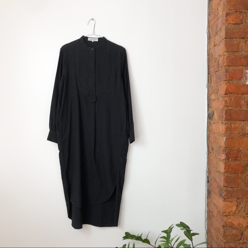 Apiece Apart Long Sleeve Black Midi Shirt Dress